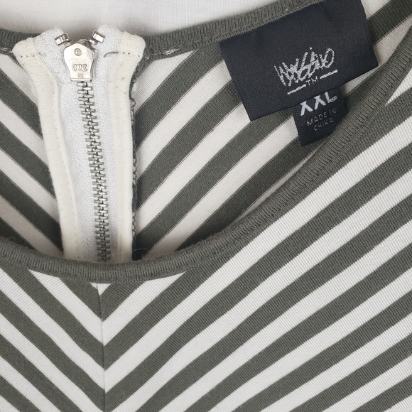 Mossimo Green Striped Sleeveless Back Zip Shirt Sz XL - Picture 5 of 7